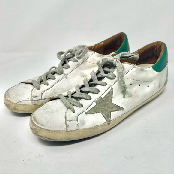 Men's GOLDEN GOOSE GGDB Sneakers Superstar Leather Low White/Green EU 45 / US 12 - Picture 4 of 9